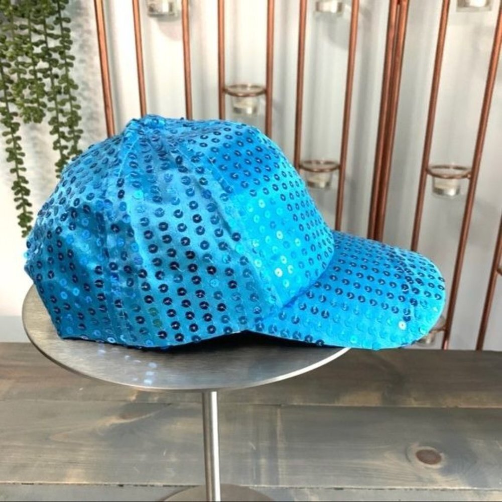 Blue Sequined Baseball Cap - Picture 3 of 7